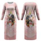 Australian Cockatoos Couples Matching Long Sleeve Bodycon Dress and Hawaiian Shirt Flora Aboriginal Dot Art Pattern