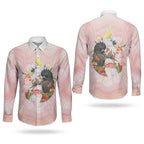 Australian Cockatoos Couples Matching Mermaid Dress and Long Sleeve Button Shirt Flora Aboriginal Dot Art Pattern