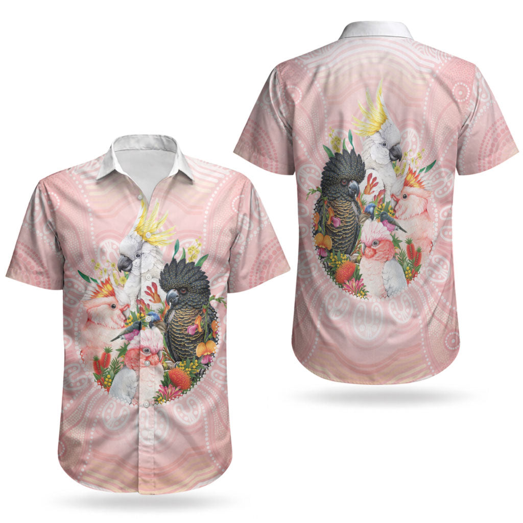 Australian Cockatoos Couples Matching Off Shoulder Maxi Dress and Hawaiian Shirt Flora Aboriginal Dot Art Pattern