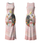 Australian Cockatoos Couples Matching Tank Maxi Dress and Hawaiian Shirt Flora Aboriginal Dot Art Pattern