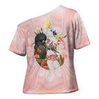 Australian Cockatoos Cross Shoulder Shirt Flora Aboriginal Dot Art Pattern