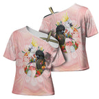 Australian Cockatoos Cross Shoulder Shirt Flora Aboriginal Dot Art Pattern