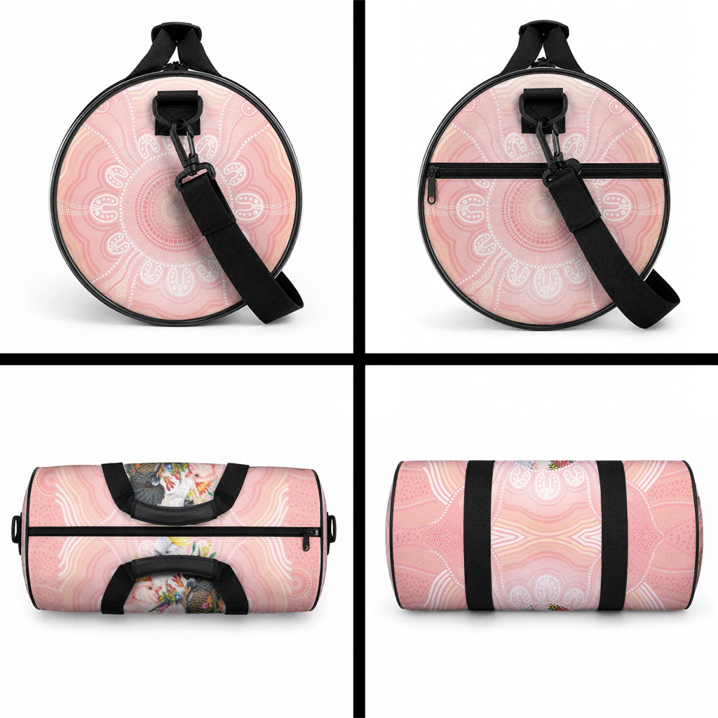 Australian Cockatoos Duffle Bag Flora Aboriginal Dot Art Pattern