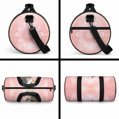 Australian Cockatoos Duffle Bag Flora Aboriginal Dot Art Pattern