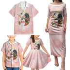 Australian Cockatoos Family Matching Puletasi and Hawaiian Shirt Flora Aboriginal Dot Art Pattern
