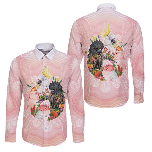 Australian Cockatoos Family Matching Puletasi and Hawaiian Shirt Flora Aboriginal Dot Art Pattern