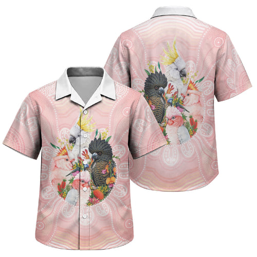 Australian Cockatoos Family Matching Tank Maxi Dress and Hawaiian Shirt Flora Aboriginal Dot Art Pattern
