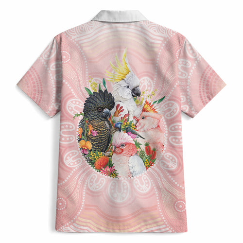 Australian Cockatoos Hawaiian Shirt Flora Aboriginal Dot Art Pattern