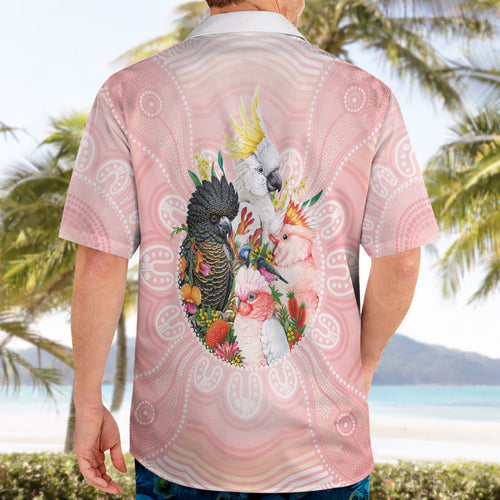 Australian Cockatoos Hawaiian Shirt Flora Aboriginal Dot Art Pattern