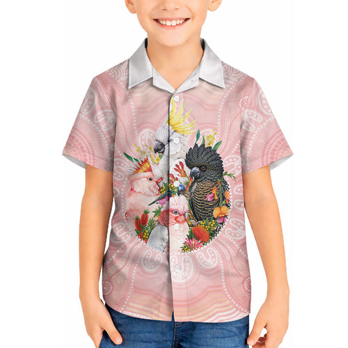 Australian Cockatoos Hawaiian Shirt Flora Aboriginal Dot Art Pattern