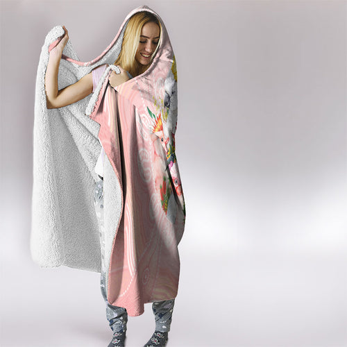 Australian Cockatoos Hooded Blanket Flora Aboriginal Dot Art Pattern