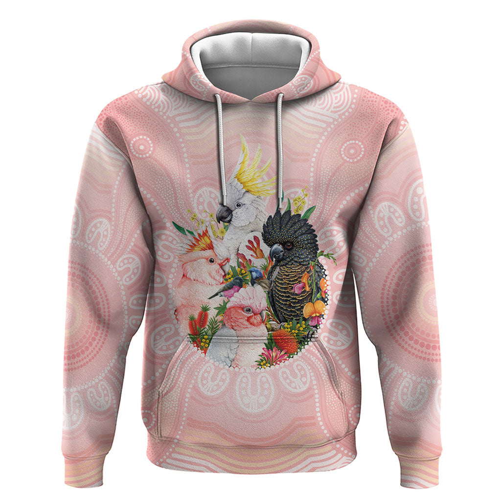 Australian Cockatoos Hoodie Flora Aboriginal Dot Art Pattern