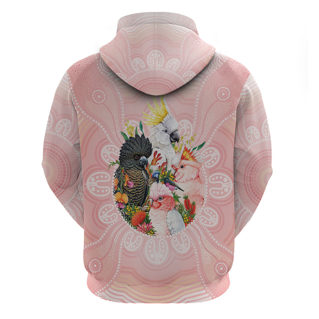 Australian Cockatoos Hoodie Flora Aboriginal Dot Art Pattern