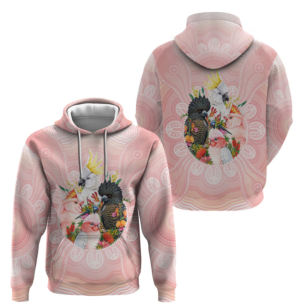 Australian Cockatoos Hoodie Flora Aboriginal Dot Art Pattern