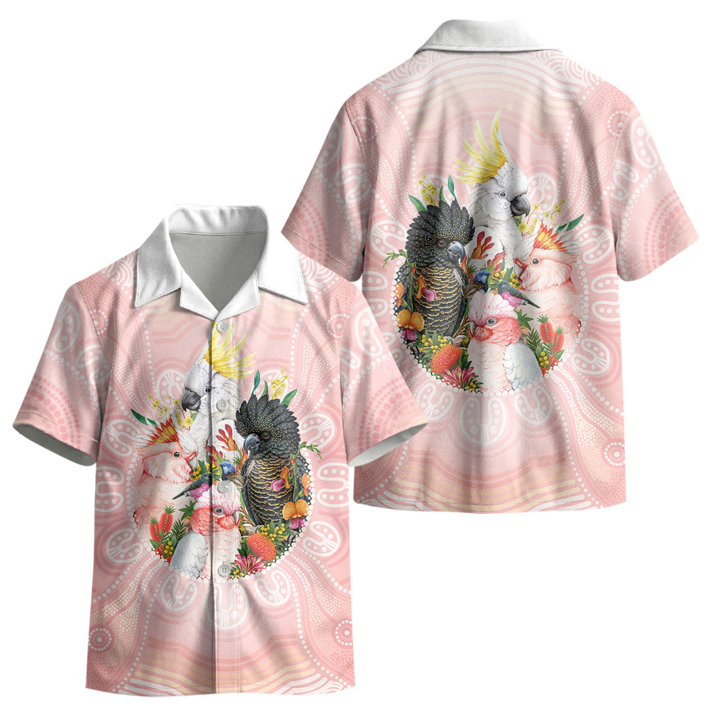 Australian Cockatoos Kid Hawaiian Shirt Flora Aboriginal Dot Art Pattern
