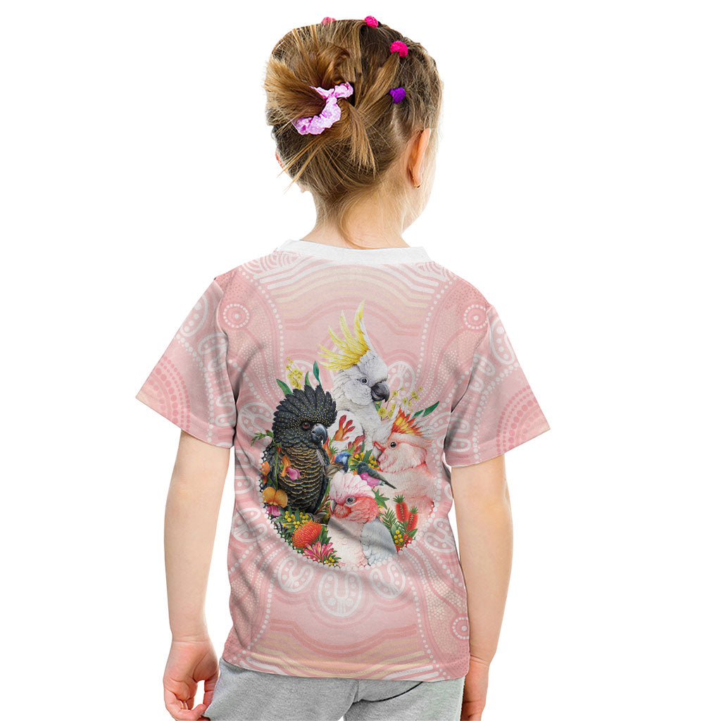 Australian Cockatoos Kid T Shirt Flora Aboriginal Dot Art Pattern