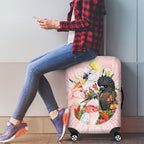 Australian Cockatoos Luggage Cover Flora Aboriginal Dot Art Pattern