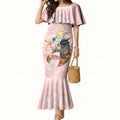 Australian Cockatoos Mermaid Dress Flora Aboriginal Dot Art Pattern