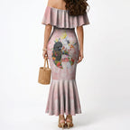 Australian Cockatoos Mermaid Dress Flora Aboriginal Dot Art Pattern