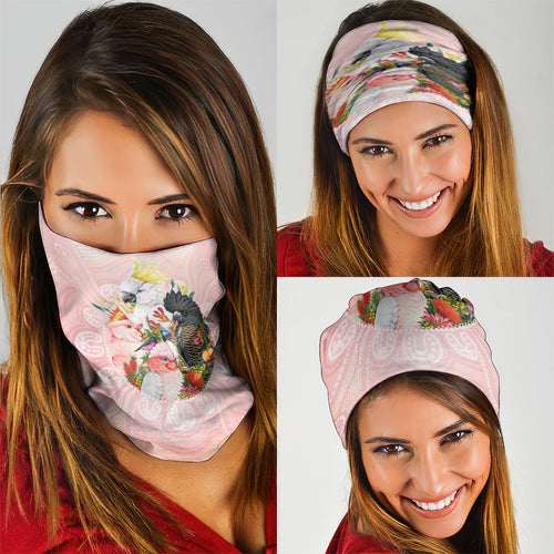 Australian Cockatoos Neck Gaiter Flora Aboriginal Dot Art Pattern