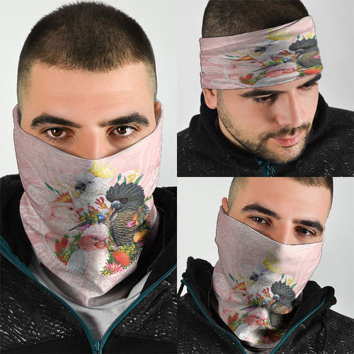 Australian Cockatoos Neck Gaiter Flora Aboriginal Dot Art Pattern