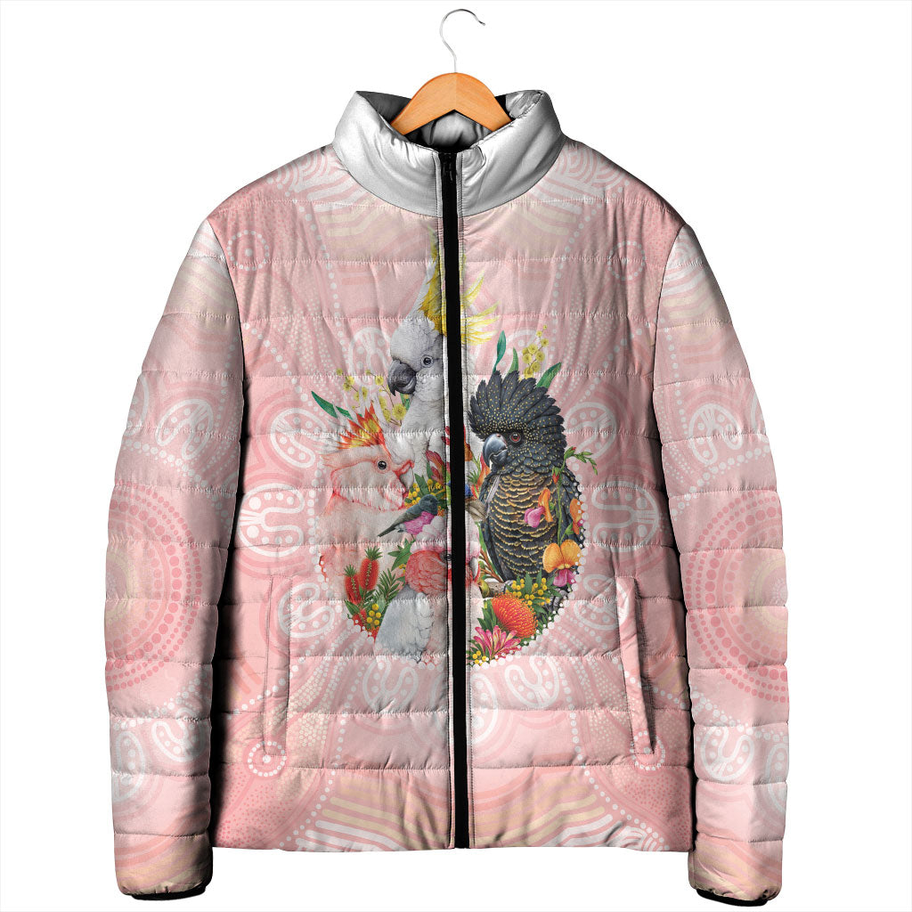 Australian Cockatoos Padded Jacket Flora Aboriginal Dot Art Pattern