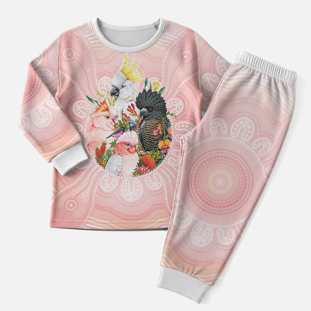 Australian Cockatoos Christmas Pajama Set Flora Aboriginal Dot Art Pattern