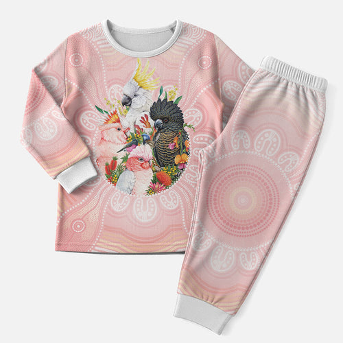 Australian Cockatoos Christmas Pajama Set Flora Aboriginal Dot Art Pattern