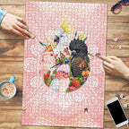 Australian Cockatoos Puzzle Flora Aboriginal Dot Art Pattern