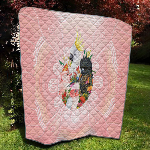 Australian Cockatoos Quilt Flora Aboriginal Dot Art Pattern