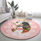 Australian Cockatoos Round Carpet Flora Aboriginal Dot Art Pattern