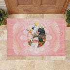 Australian Cockatoos Rubber Doormat Flora Aboriginal Dot Art Pattern