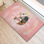 Australian Cockatoos Rubber Doormat Flora Aboriginal Dot Art Pattern