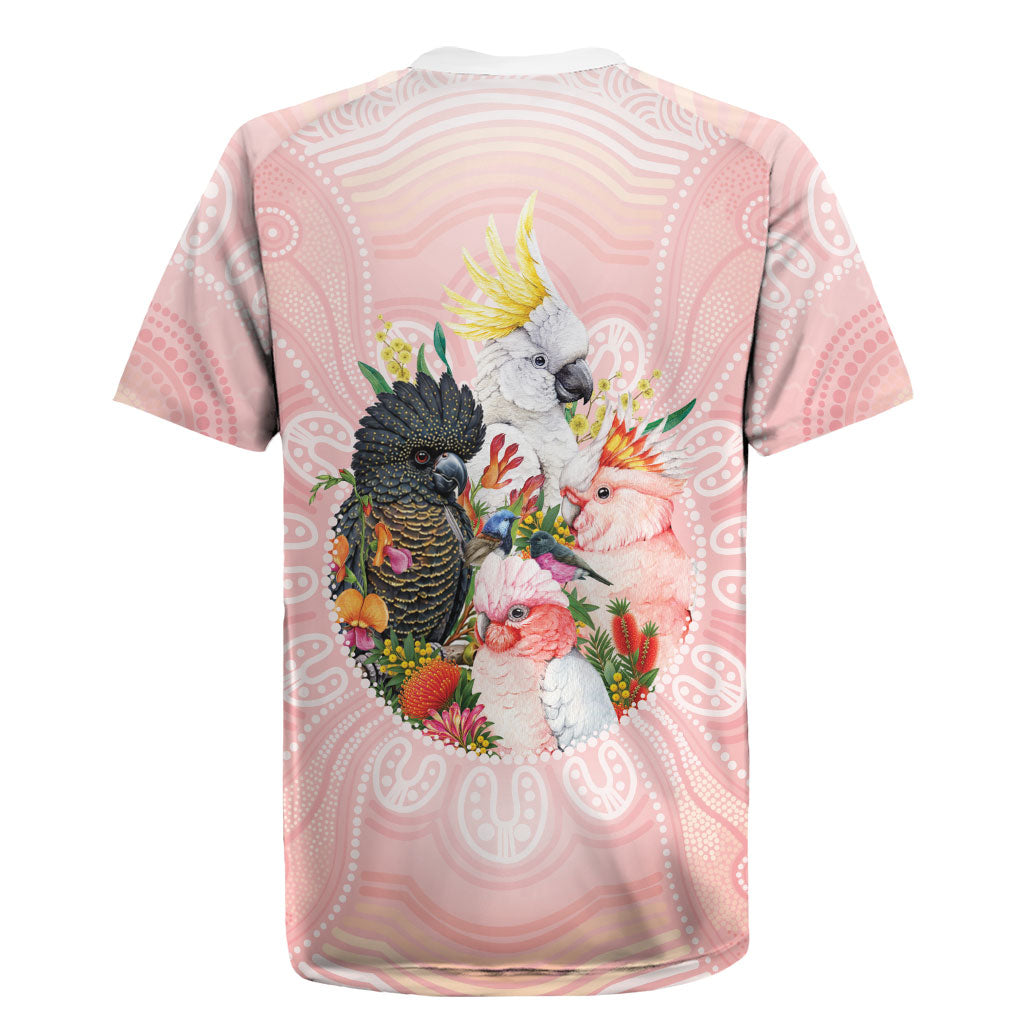 Australian Cockatoos Rugby Jersey Flora Aboriginal Dot Art Pattern