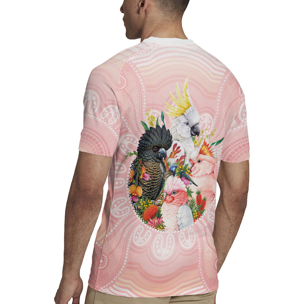 Australian Cockatoos Rugby Jersey Flora Aboriginal Dot Art Pattern