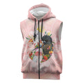 Australian Cockatoos Sleeveless Zip Hoodie Flora Aboriginal Dot Art Pattern