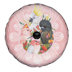 Australian Cockatoos Spare Tire Cover Flora Aboriginal Dot Art Pattern