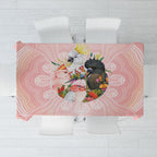 Australian Cockatoos Tablecloth Flora Aboriginal Dot Art Pattern