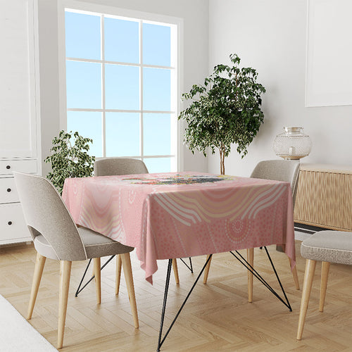 Australian Cockatoos Tablecloth Flora Aboriginal Dot Art Pattern
