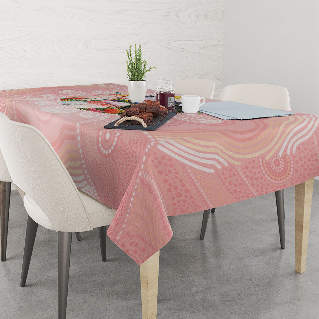 Australian Cockatoos Tablecloth Flora Aboriginal Dot Art Pattern