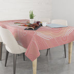 Australian Cockatoos Tablecloth Flora Aboriginal Dot Art Pattern