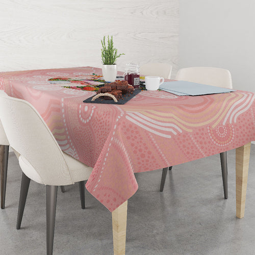 Australian Cockatoos Tablecloth Flora Aboriginal Dot Art Pattern