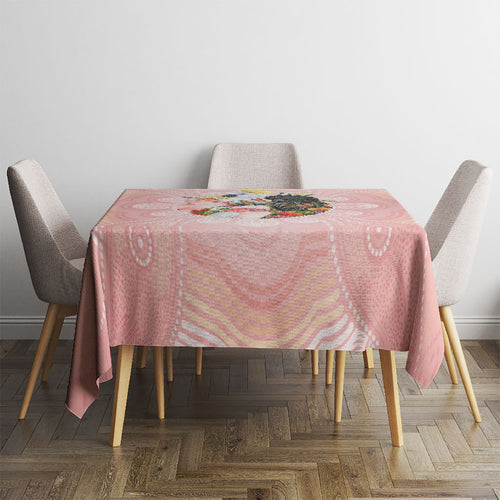 Australian Cockatoos Tablecloth Flora Aboriginal Dot Art Pattern