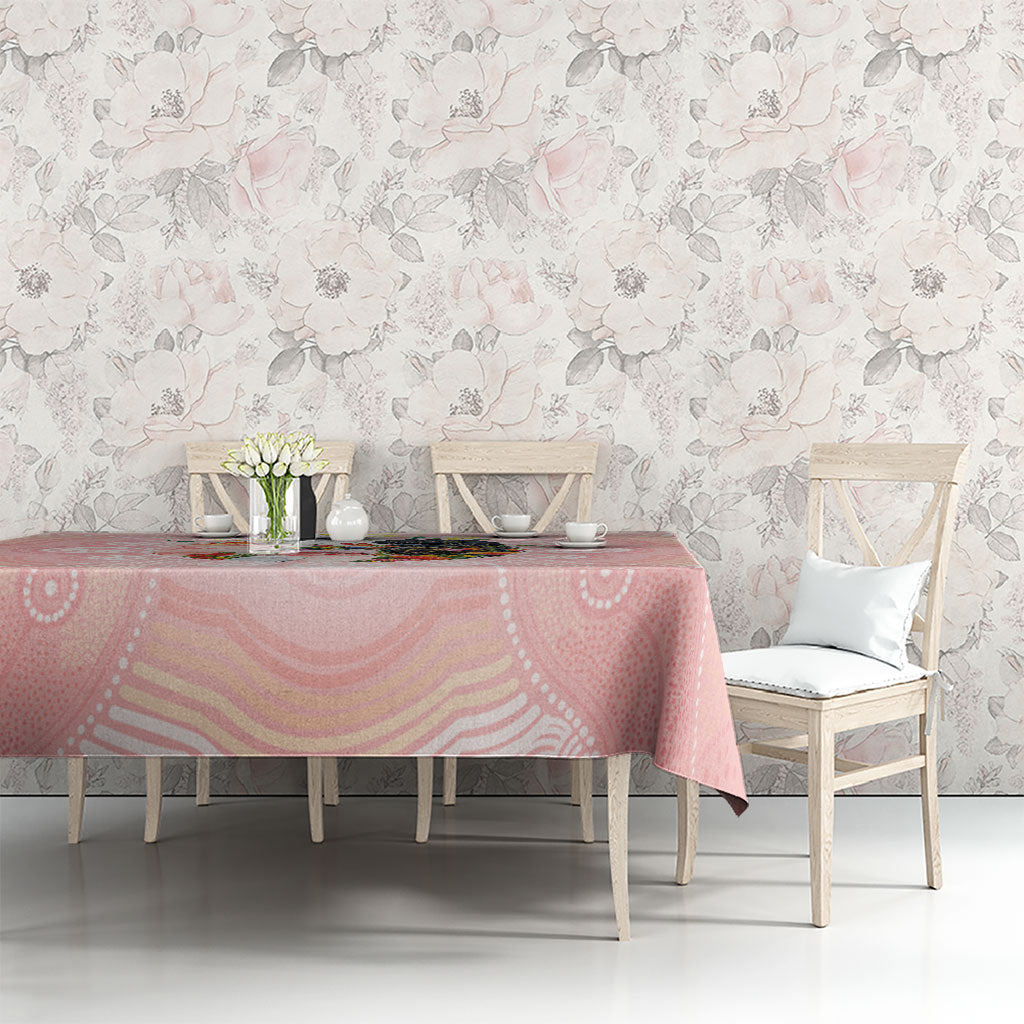 Australian Cockatoos Tablecloth Flora Aboriginal Dot Art Pattern