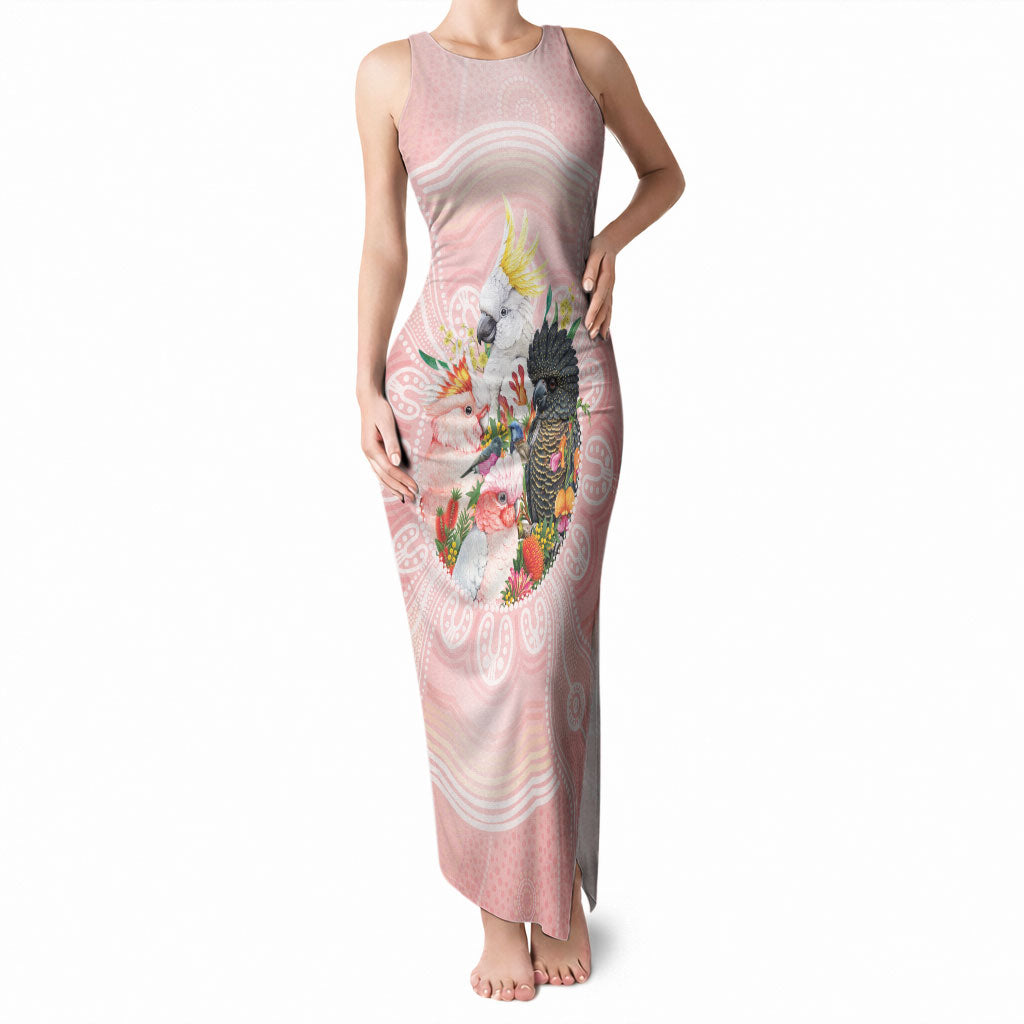 Australian Cockatoos Tank Maxi Dress Flora Aboriginal Dot Art Pattern