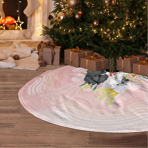 Australian Cockatoos Tree Skirt Flora Aboriginal Dot Art Pattern