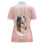 Australian Cockatoos Women Polo Shirt Flora Aboriginal Dot Art Pattern