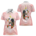 Australian Cockatoos Women Polo Shirt Flora Aboriginal Dot Art Pattern