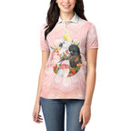 Australian Cockatoos Women Polo Shirt Flora Aboriginal Dot Art Pattern