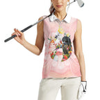 Australian Cockatoos Women Sleeveless Polo Shirt Flora Aboriginal Dot Art Pattern